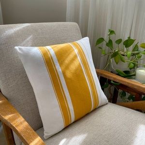 New 18x18 White & Yellow Indoor Striped Pillow